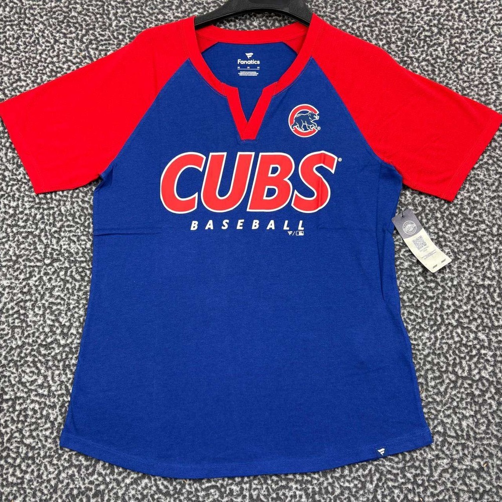 Chicago Cubs Shirt Women Medium Blue Red Fanatics Short Sleeve New M